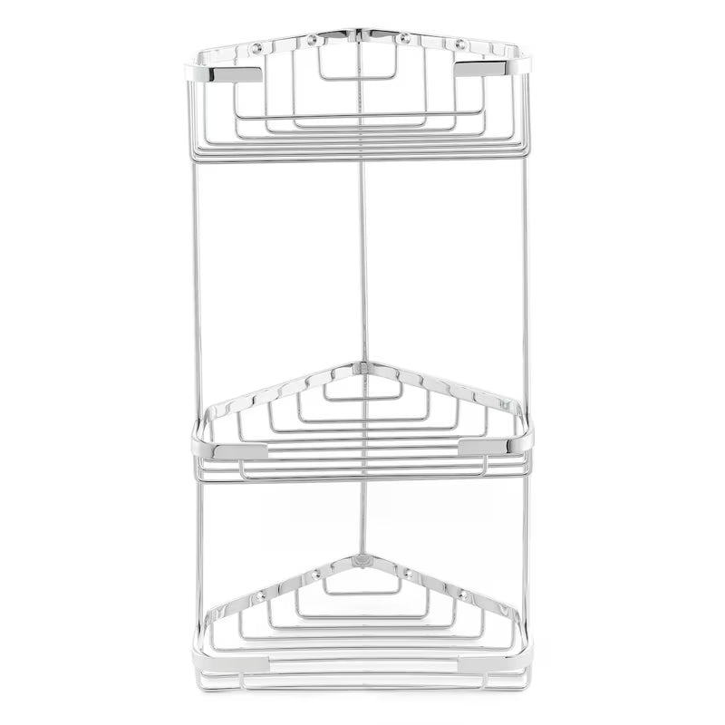 Kutna troetažna zidna polica Optima Wire program u izvedbi chrome