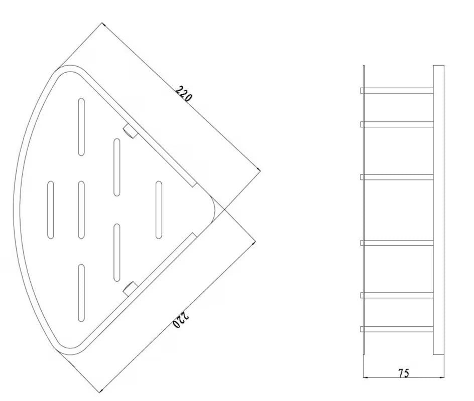 Kutna žičana polica Optima Wire program u kromiranoj izvedbi za kupaonicu