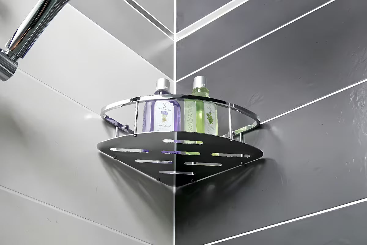 Kutna od žice polica Optima Wire program u krom izvedbi za kupaonicu