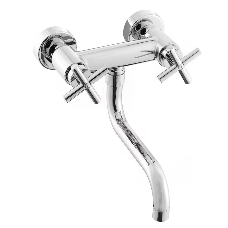 Kromirana zidna miješalica za umivaonik Paffoni Cruz s križnom ručkom