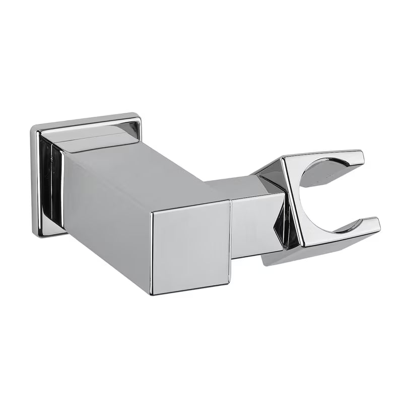 Kromirani set za kadu Paffoni Level s ručnim tušem, držačem i crijevom u modernom četvrtastom dizajnu.