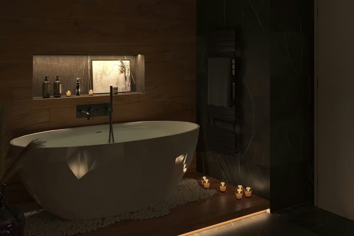 Paffoni Light podžbukna tuš i miješalica za kadu u crnoj mat izvedbi