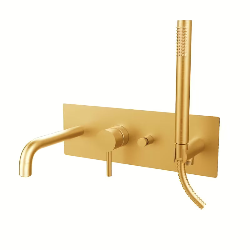 Paffoni Light podžbukna jednoručna baterija tuš i miješalica za kadu u izvedbi Cool Sunrise brushed s mat površinom.