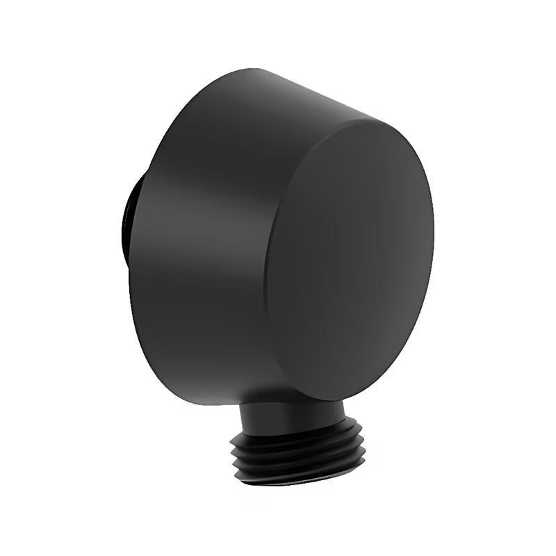 Podžbukni priključak Paffoni u mat crnoj boji s kutnim priključkom za pro crijevo za tuš.