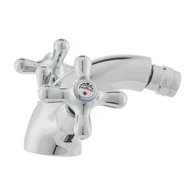 Kromirana ventilna miješalica za bide Paffoni Ricordi u retro dizajnu s odvodom