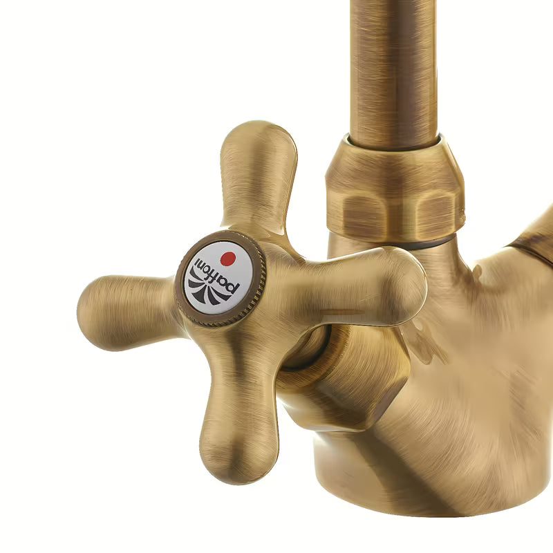 Paffoni Ricordi ventilna stojeća miješalica za sudoper s okretnim izljevom u brončanoj izvedbi.