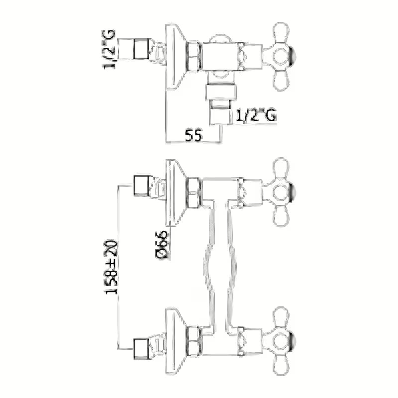Paffoni Ricordi ventilna miješalica za tuš za zidnu ugradnju u brončanoj završnoj obradi s tuš setom.