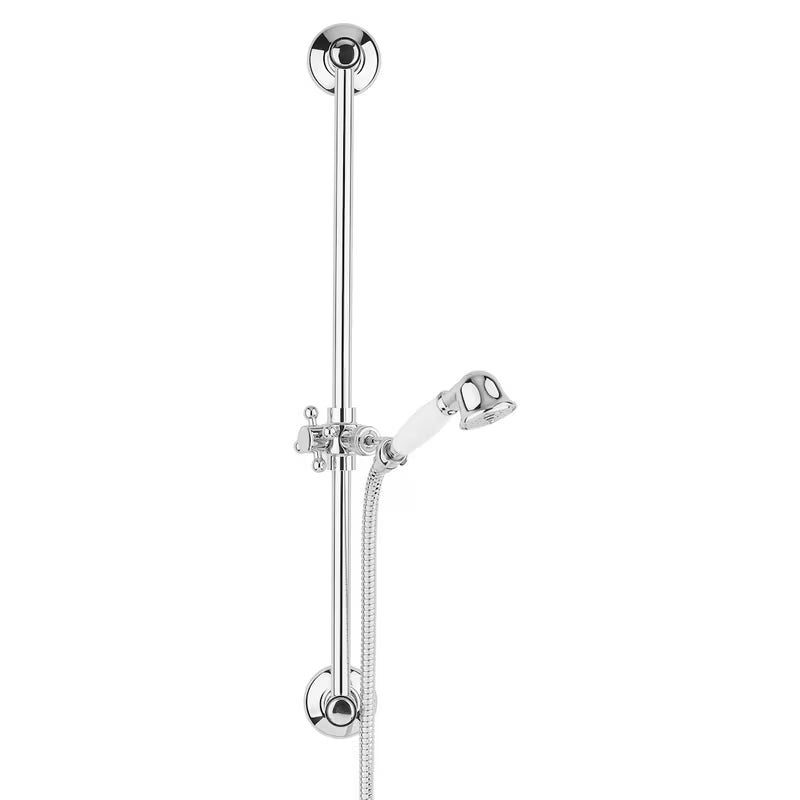 Tuš set Paffoni Ricordi u krom izvedbi s kliznim držačem tuševi u retro dizajnu.