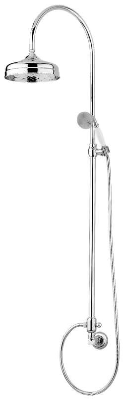 Kromirani tuš sustav Paffoni Ricordi u retro dizajnu s nadglavnim tušem 21,5 cm i ručnim tušem