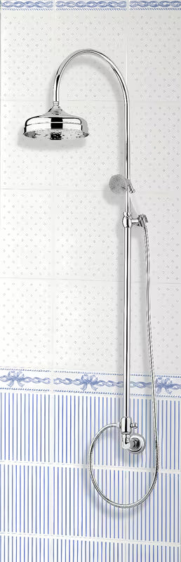 Kromirani tuš sustav Paffoni Ricordi u retro dizajnu s nadglavnim tušem 21,5 cm i ručnim tušem