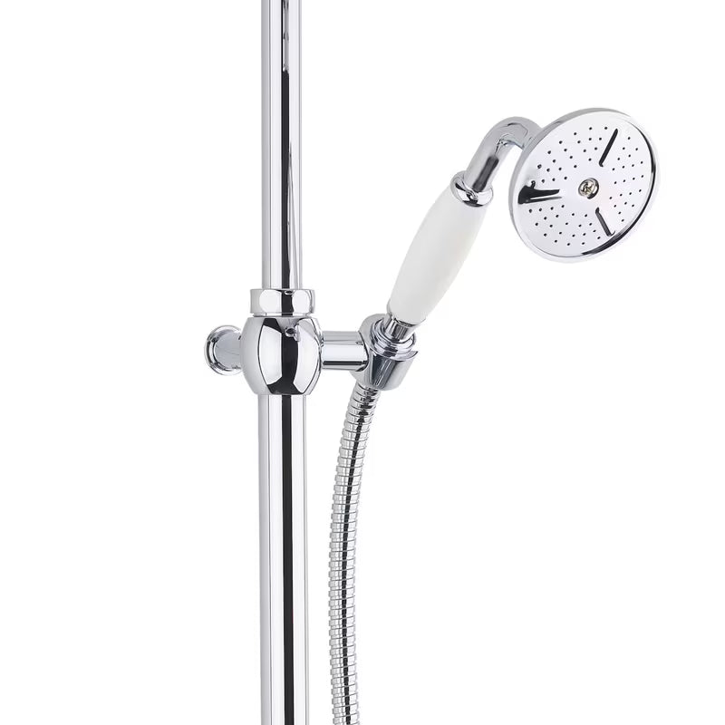 Metalni tuš sustav Paffoni Ricordi u retro dizajnu s nadglavnom i ručnom tuš slušalicom u izvedbi chrome.