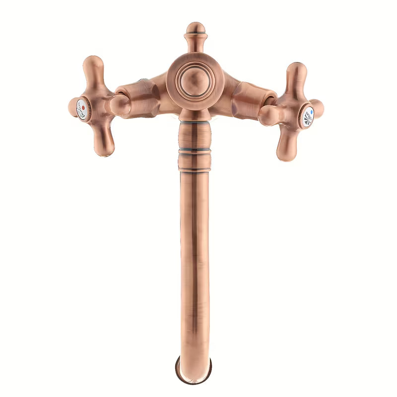 Ventilna stojeća miješalica za umivaonik Paffoni Ricordi u bakrenoj izvedbi u retro dizajnu.