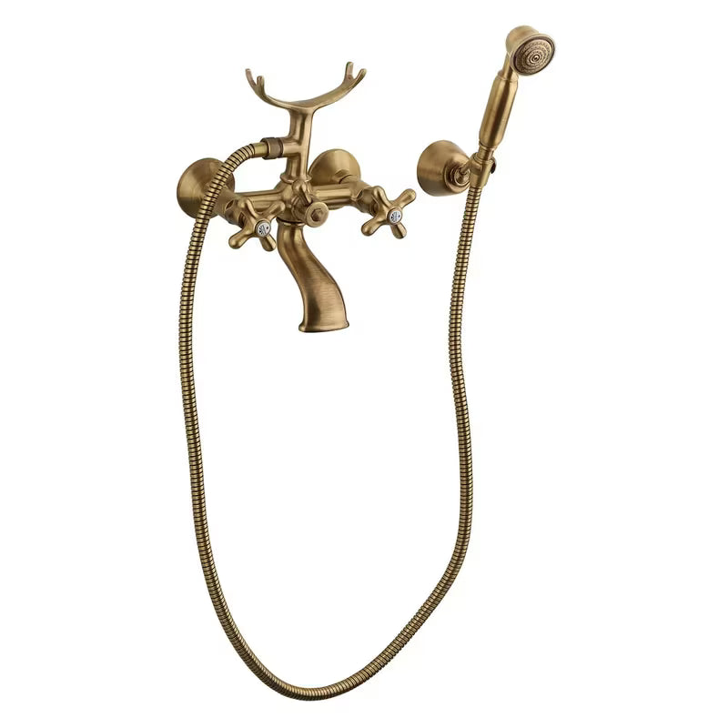 Paffoni Ricordi ventilna zidna miješalica za kadu s tuš setom u brončanoj izvedbi s tuš setom