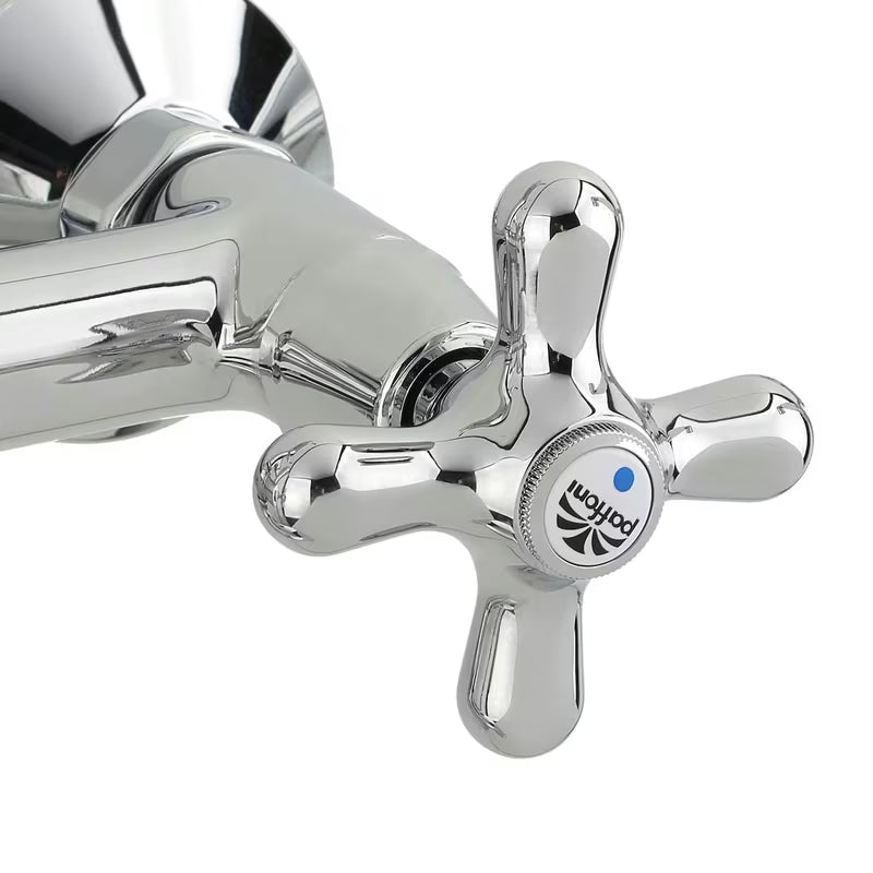 Paffoni Ricordi ventilna zidna miješalica za kadu s tuš setom u krom izvedbi.