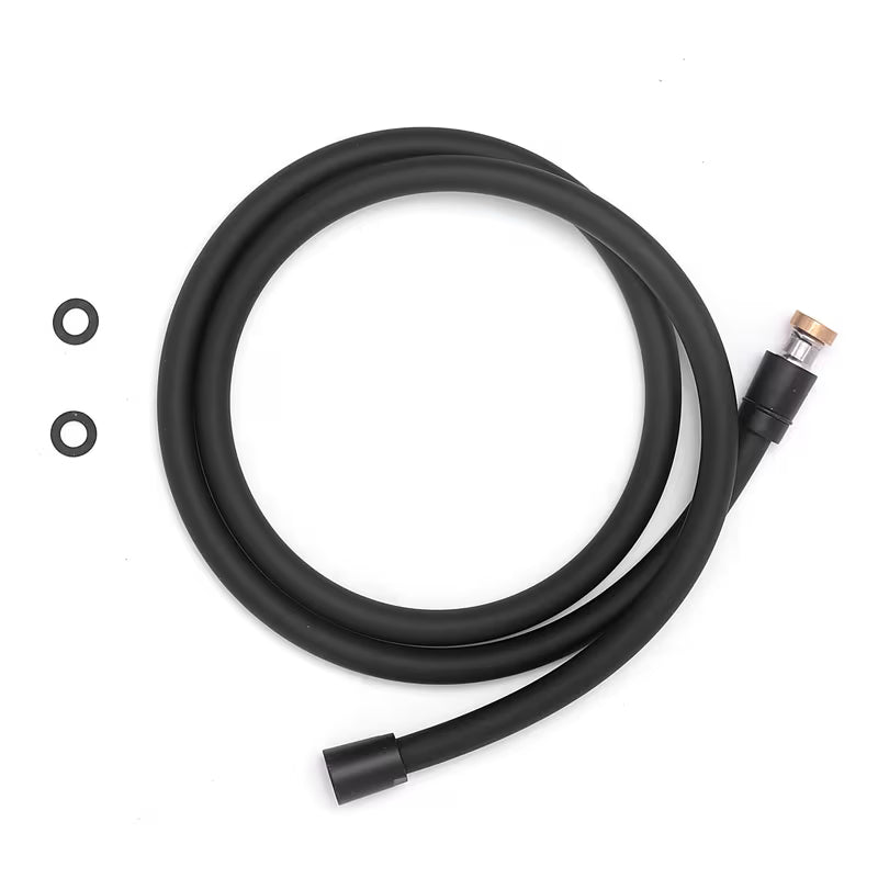 Mat crna tuš crijevo Paffoni duljine 150 cm za modernu kupaonicu.