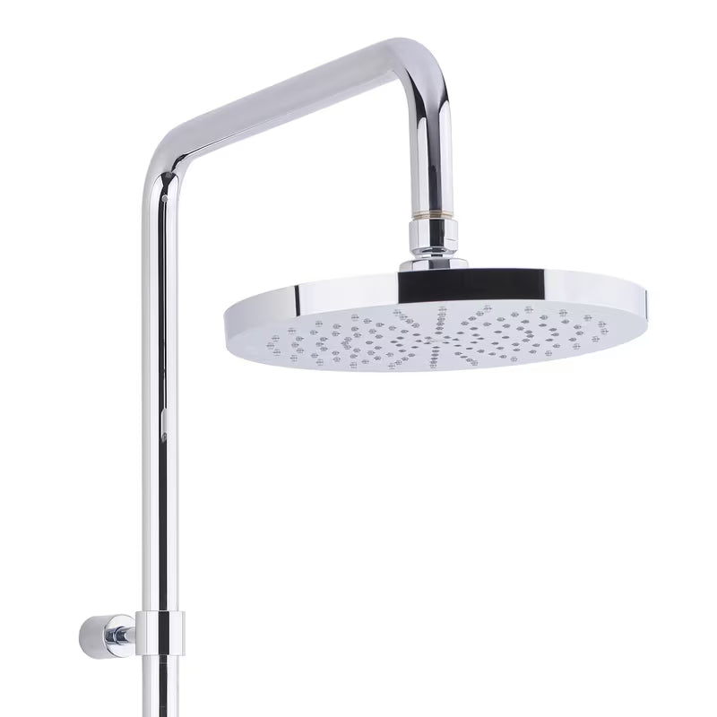 Tuš sustav Paffoni Chrome s polugom, ručnim i nadglavnim tušem u okruglom dizajnu.