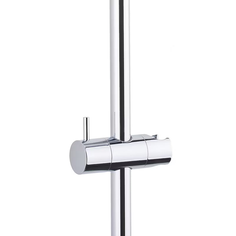 Tuš sustav Paffoni Chrome s polugom, ručnim i nadglavnim tušem u okruglom dizajnu.