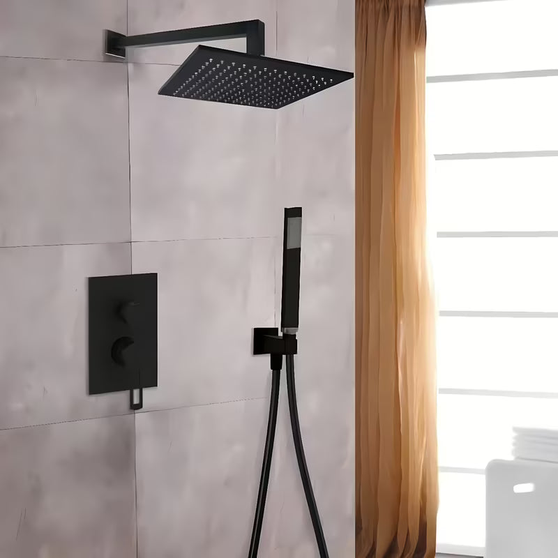 Mat crna nadglavni tuš Paffoni Syncro King 300 x 300 x 8 mm s okretnim zglobom i zaštitom protiv kamenca.