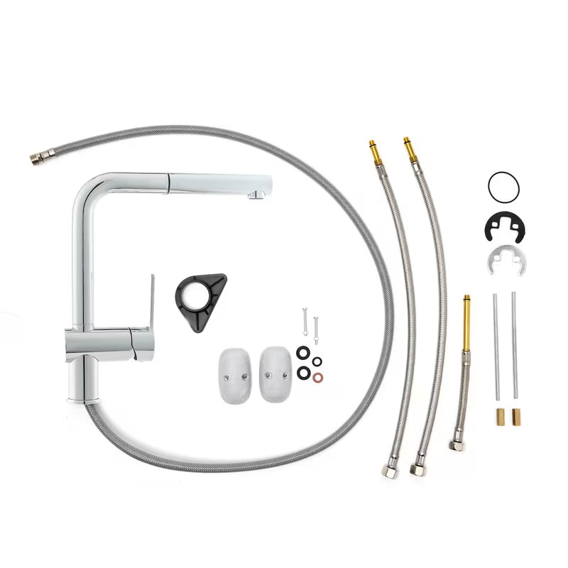 Kromirana stojeća miješalica za sudoper Paffoni Vallone s izvlačivim tušem s otvorenom ručicom