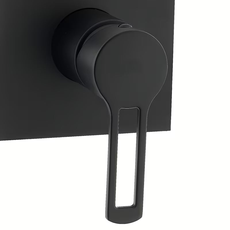 Podžbukna miješalica za tuš Paffoni Vallone u mat crnoj boji s ručicom i četvrtastom rozetom