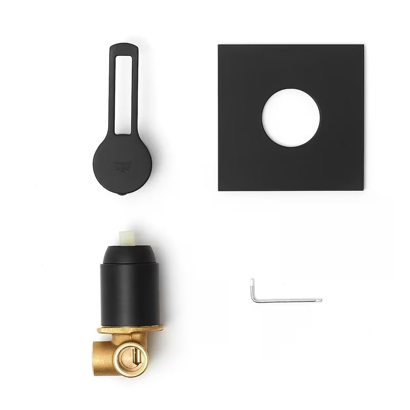 Podžbukna miješalica za tuš Paffoni Vallone u mat crnoj boji s ručicom i četvrtastom rozetom