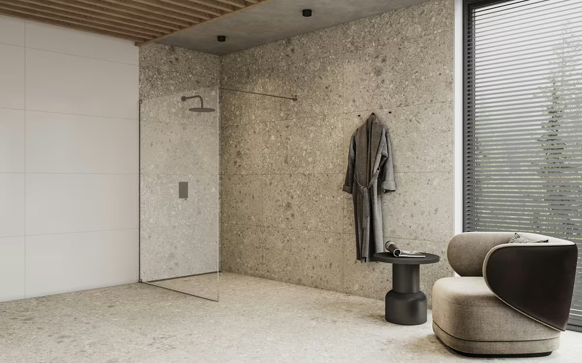 Podžbukna tuš i miješalica za kadu Paffoni Vallone u crnoj mat izvedbi s ručicom.