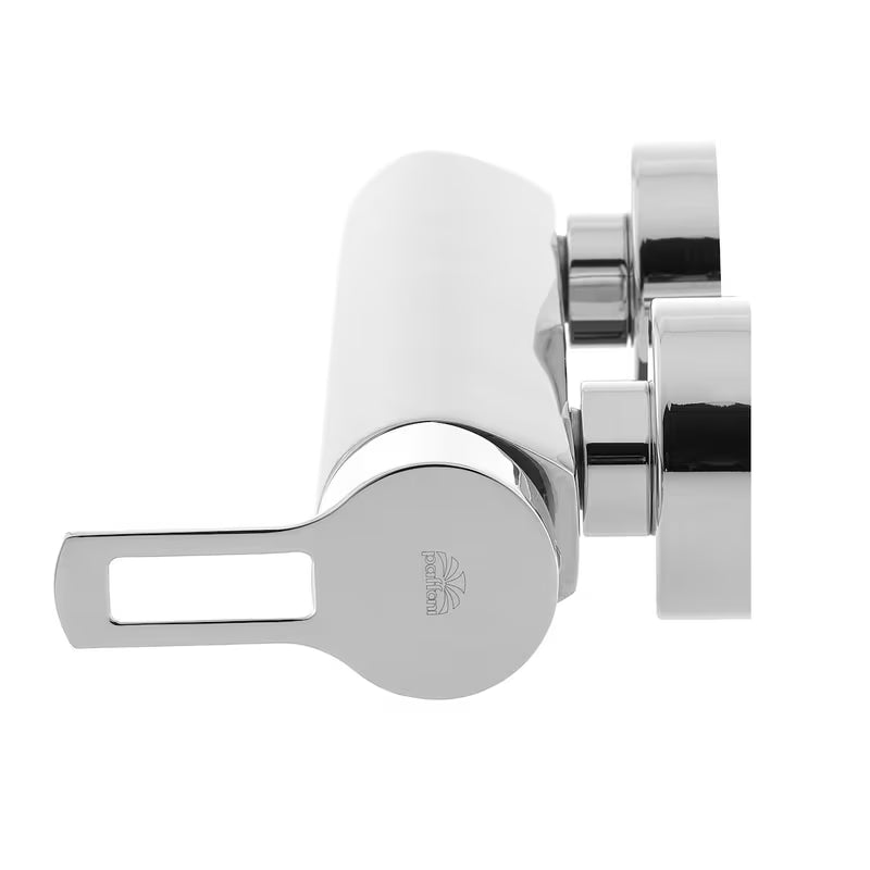 Kromirana jednoručna baterija zidna miješalica za tuš Paffoni Vallone s mjedenim tijelom i otvorenom ručicom