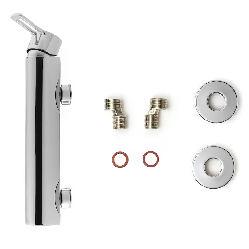 Kromirana jednoručna baterija zidna miješalica za tuš Paffoni Vallone s mjedenim tijelom i otvorenom ručicom