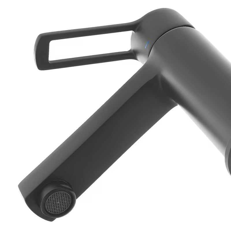 Crna mat miješalica za umivaonik jednoručna baterija Paffoni Vallone bez odvoda s otvorenom ručicom