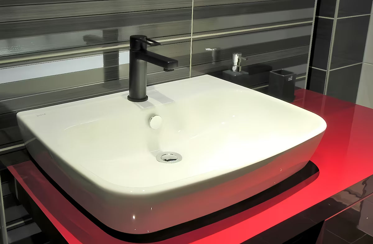 Crna mat miješalica za umivaonik jednoručna baterija Paffoni Vallone bez odvoda s otvorenom ručicom