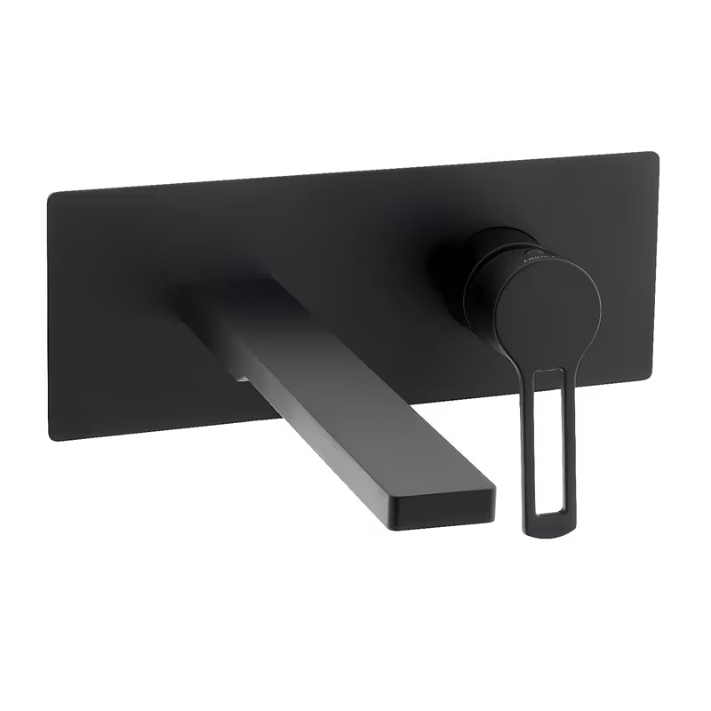 Podžbukna miješalica za umivaonik Paffoni Vallone u mat crnoj izvedbi s mat površinom.