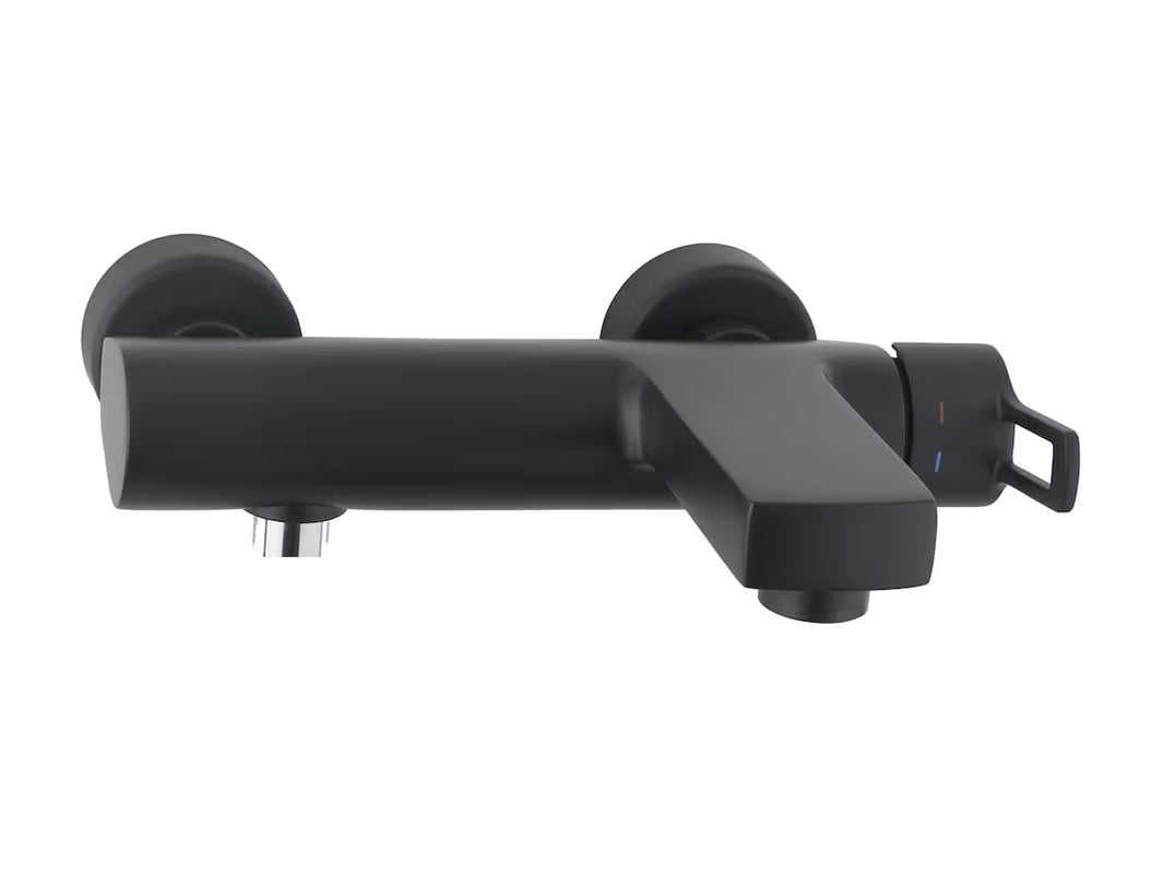 Jednoručna Baterija zidna miješalica za kadu Paffoni Vallone u mat crnoj boji s četvrtastim dizajnom