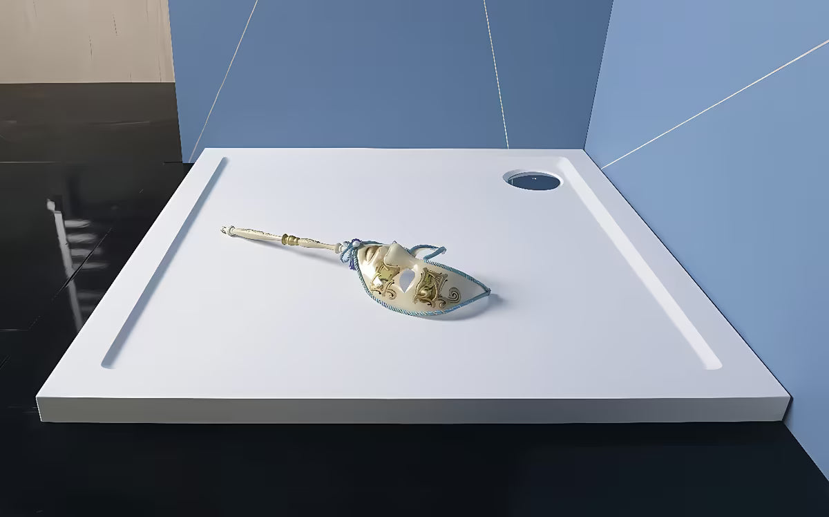 Bijela kvadratna tuš kada Polysan Aura 90x90 cm od lijevanog mramora s glatkom površinom