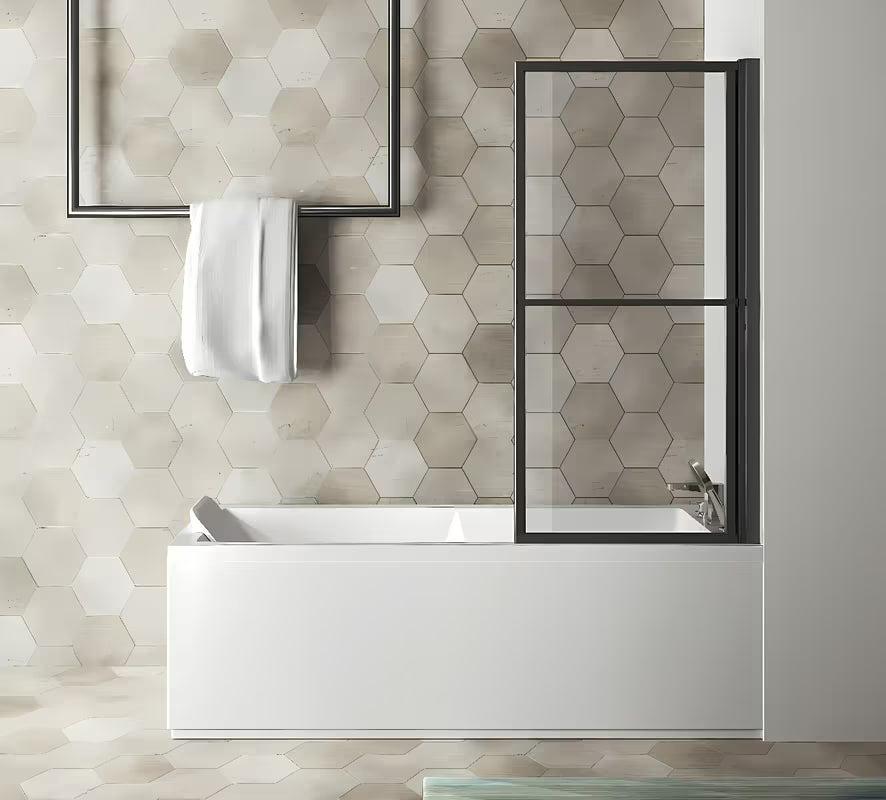 Crna paravan za kadu Polysan Kagera 140 cm s preklopom ke uz zid i pneumatskim podizanjem