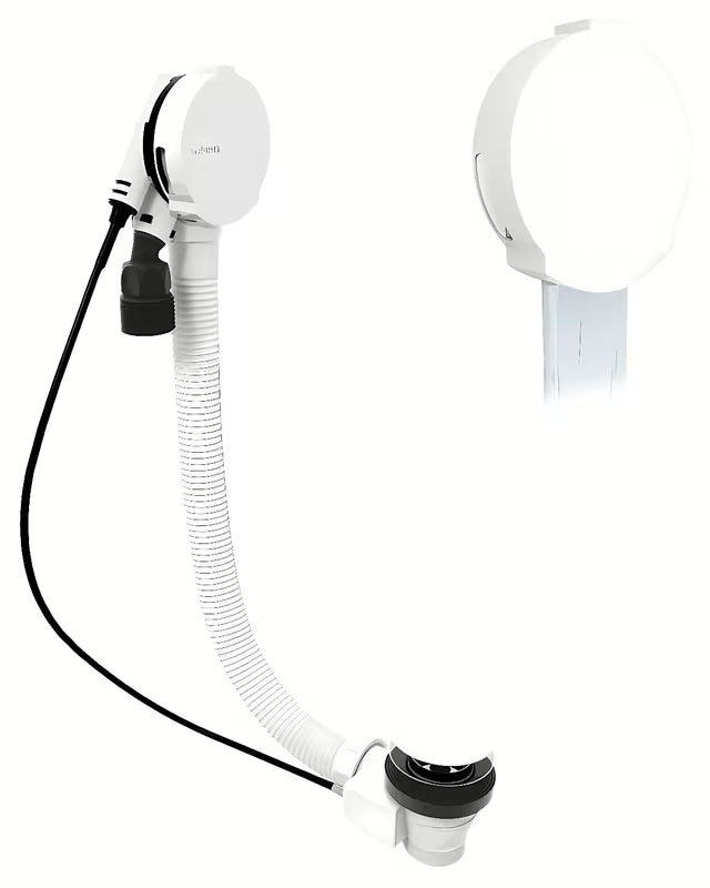 Bijeli odljevno preljevna garnitura za kadu Polysan s punjenjem, ekstra plitkim preljevom i podesivim perlatorom