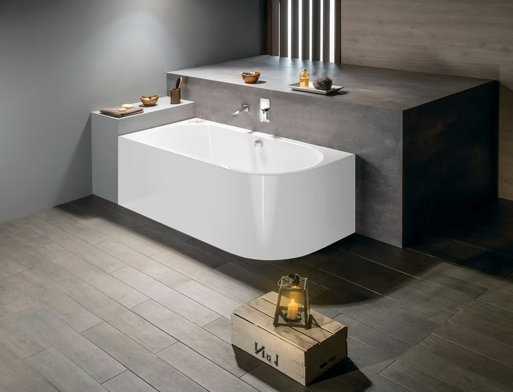 Lijeva asimetrična kada Polysan Viva L Monolith 170x75 cm od lijevanog akrila s monolitnom oblogom.