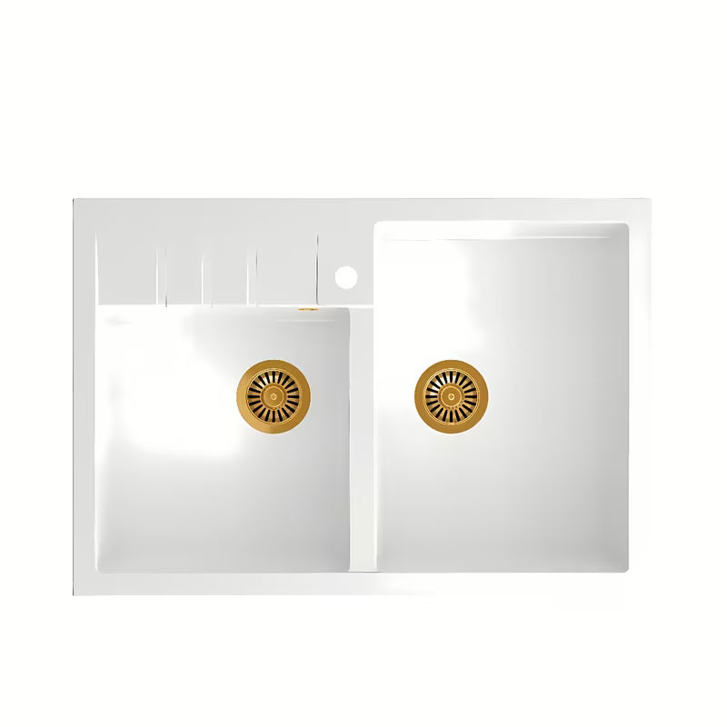 Quadron Bill granitni kuhinjski jednostruki sudoper bijeli pro montaža na radnu ploču 90x62 cm