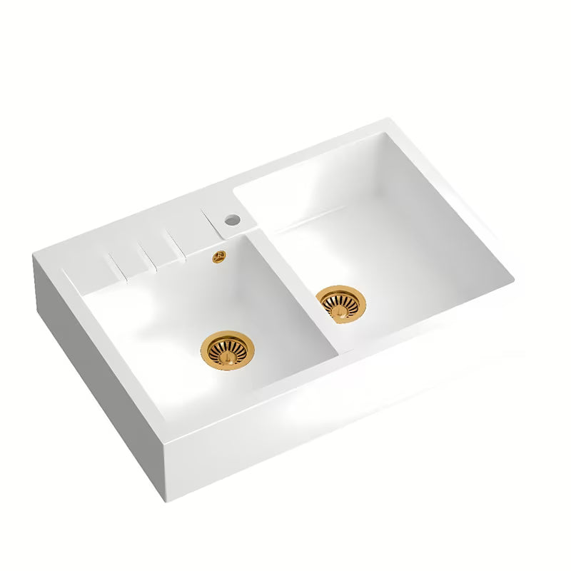 Quadron Bill granitni kuhinjski jednostruki sudoper bijeli pro montaža na radnu ploču 90x62 cm