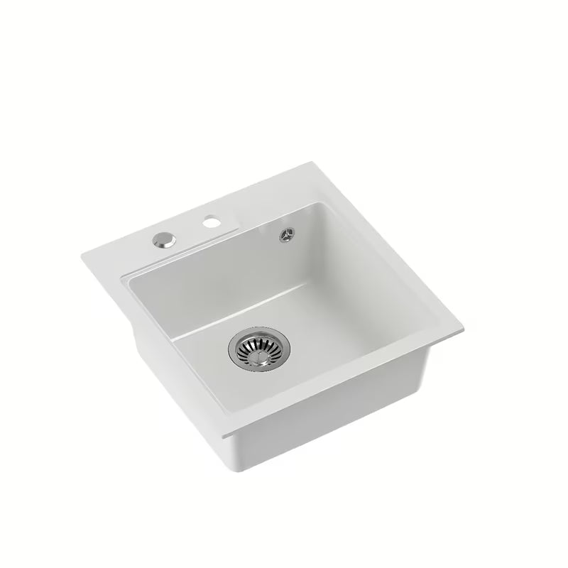 Bijeli granitni kuhinjski jednostruki sudoper Quadron Peter pro montaža na radnu ploču