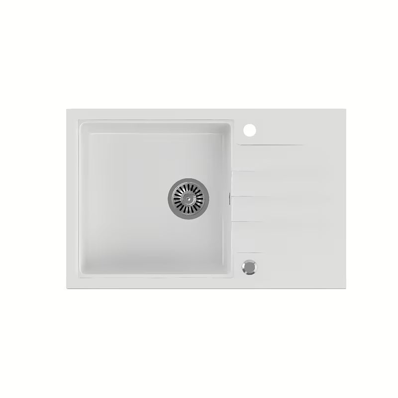 Bijeli granitni sudoper Quadron Peter s ocjeđivačem pro montaža na radnu ploču