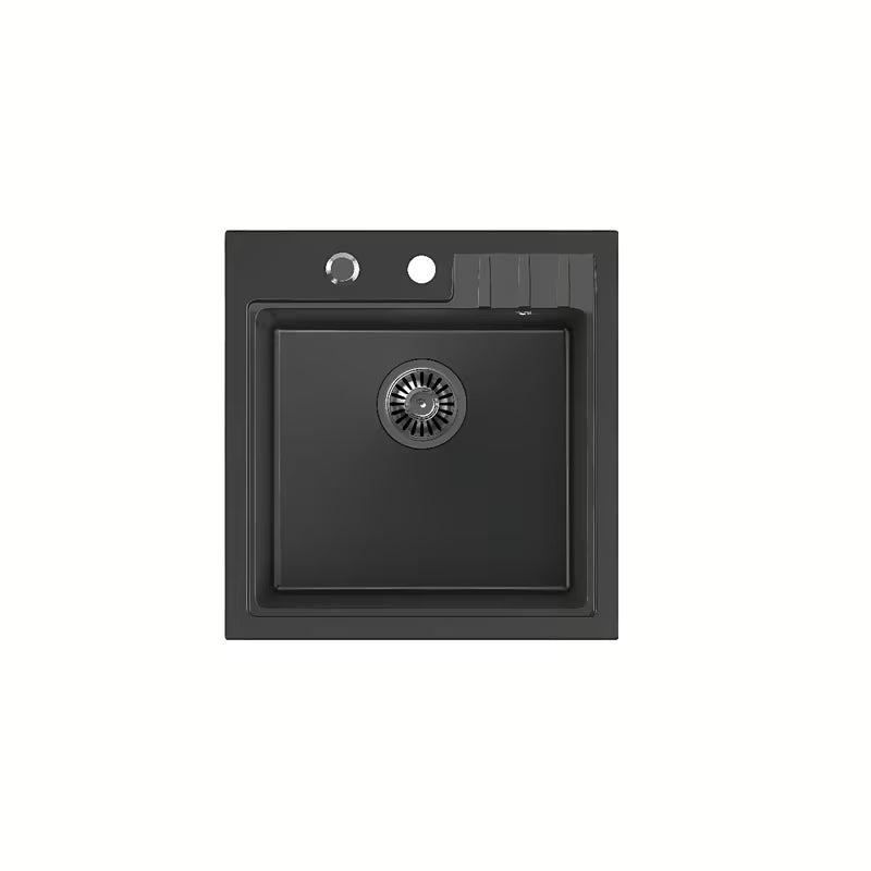 Crni granitni kuhinjski jednostruki sudoper Quadron Peter pro montaža na radnu ploču