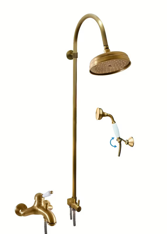 Rav Slezak Labe jednoručna baterija zidna miješalica za kadu s tuš setom u starom mesingu