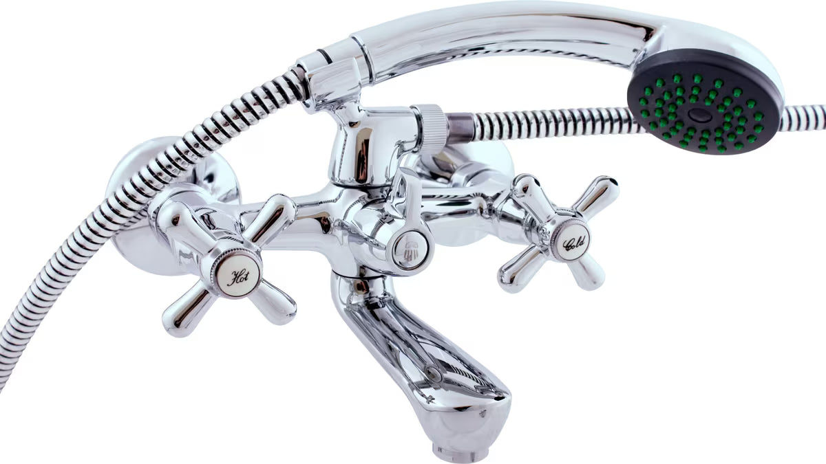 Kromirani ventilna zidna miješalica za kadu Rav Slezak Morava s tuš setom