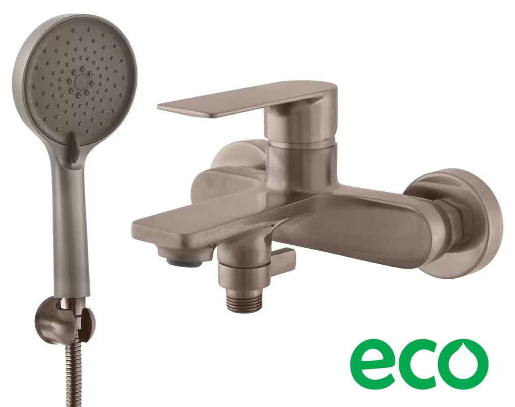 Zidna miješalica za kadu Rav Slezak Nil s tušem u izvedbi brušena metal grey.