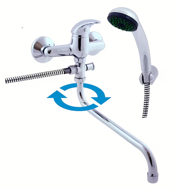 Jednoručna Baterija zidna miješalica za kadu Rav Slezak Sázava u krom izvedbi s tuš setom