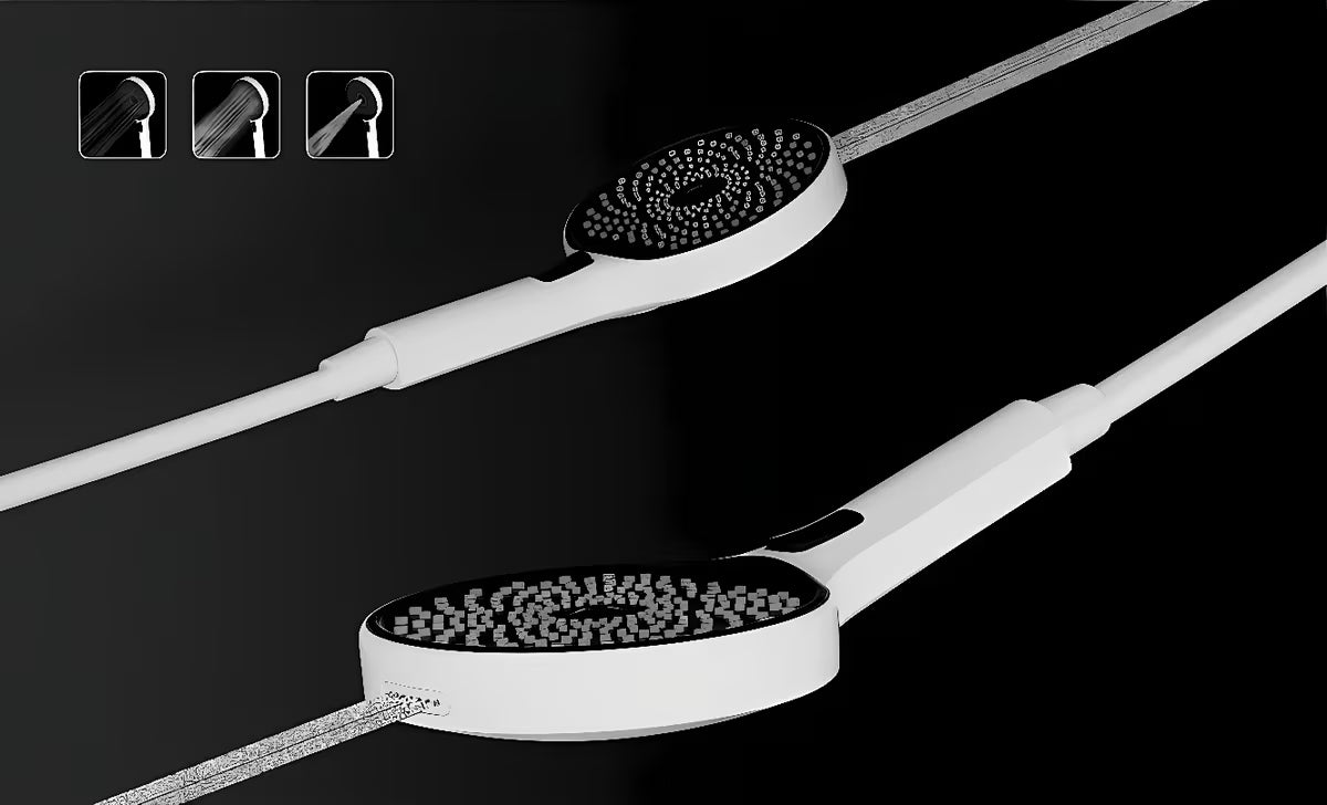 Crni mat ručni tuš Rav Slezak u XXL formatu s više načina rada i funkcijom EasyClean.