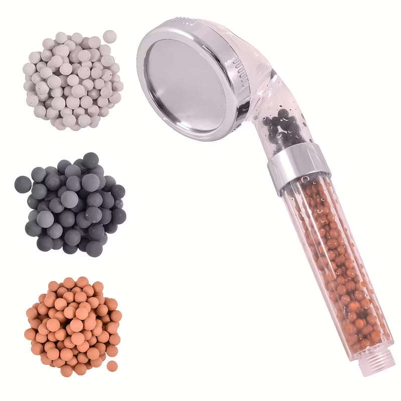 Prozirna ručna ručni tuš Rav Slezak s mikro mlaznicama i filtracijskim mineralnim kamenčićima, Ø 80 mm.