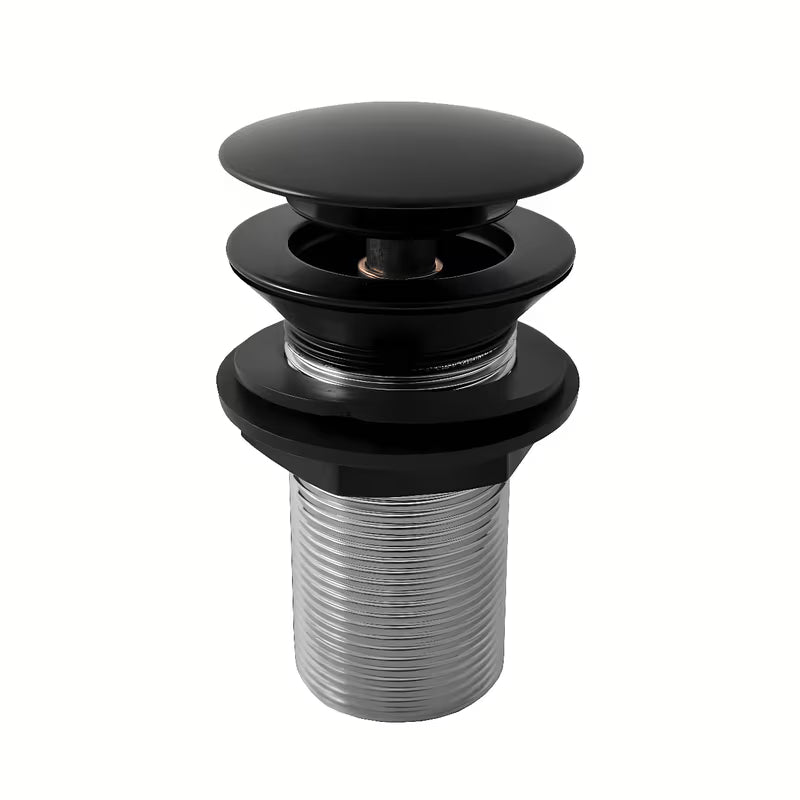 Umivaoni odvod 5/4" ClickClack s velikim čepom u mat crnoj boji pro umivaonici bez preljeva