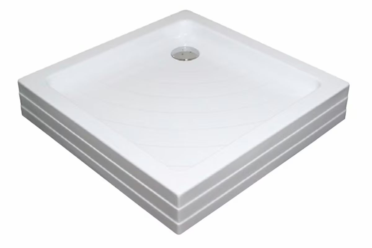 Bijela kvadratna tuš kada Ravak Angela PU 90x90 cm od akrila sa samonosivim panelom