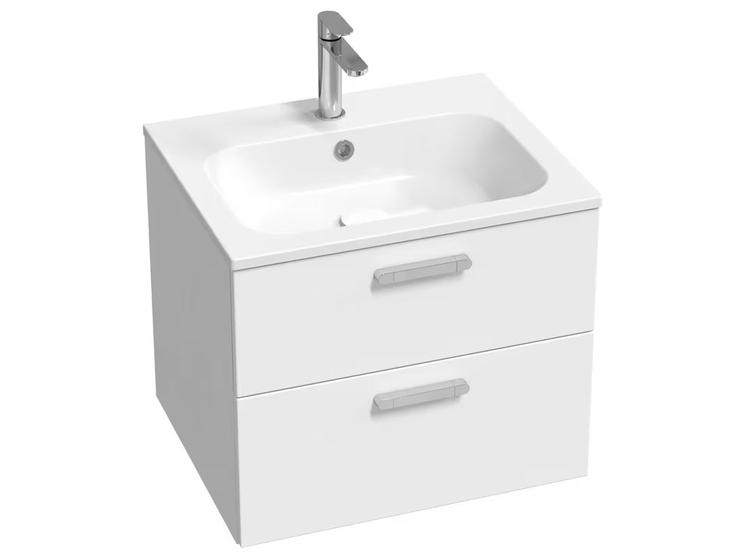 Ravak Chrome II ormarić ispod umivaonika 60 x 49 x 50 cm u sjajno bijeloj boji s dvije ladice i kromiranim ručkama